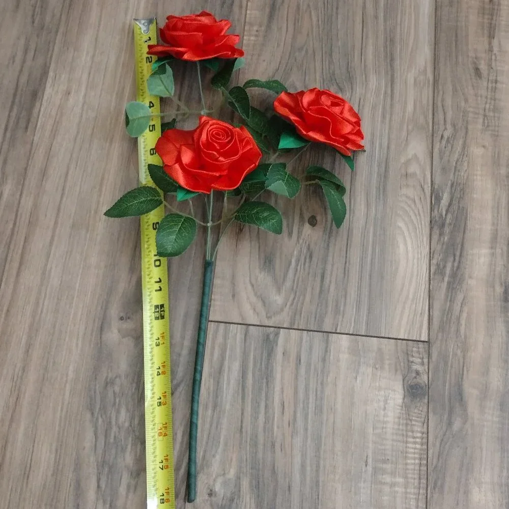 handmade ribbon flowers bouquet of 3 flowers